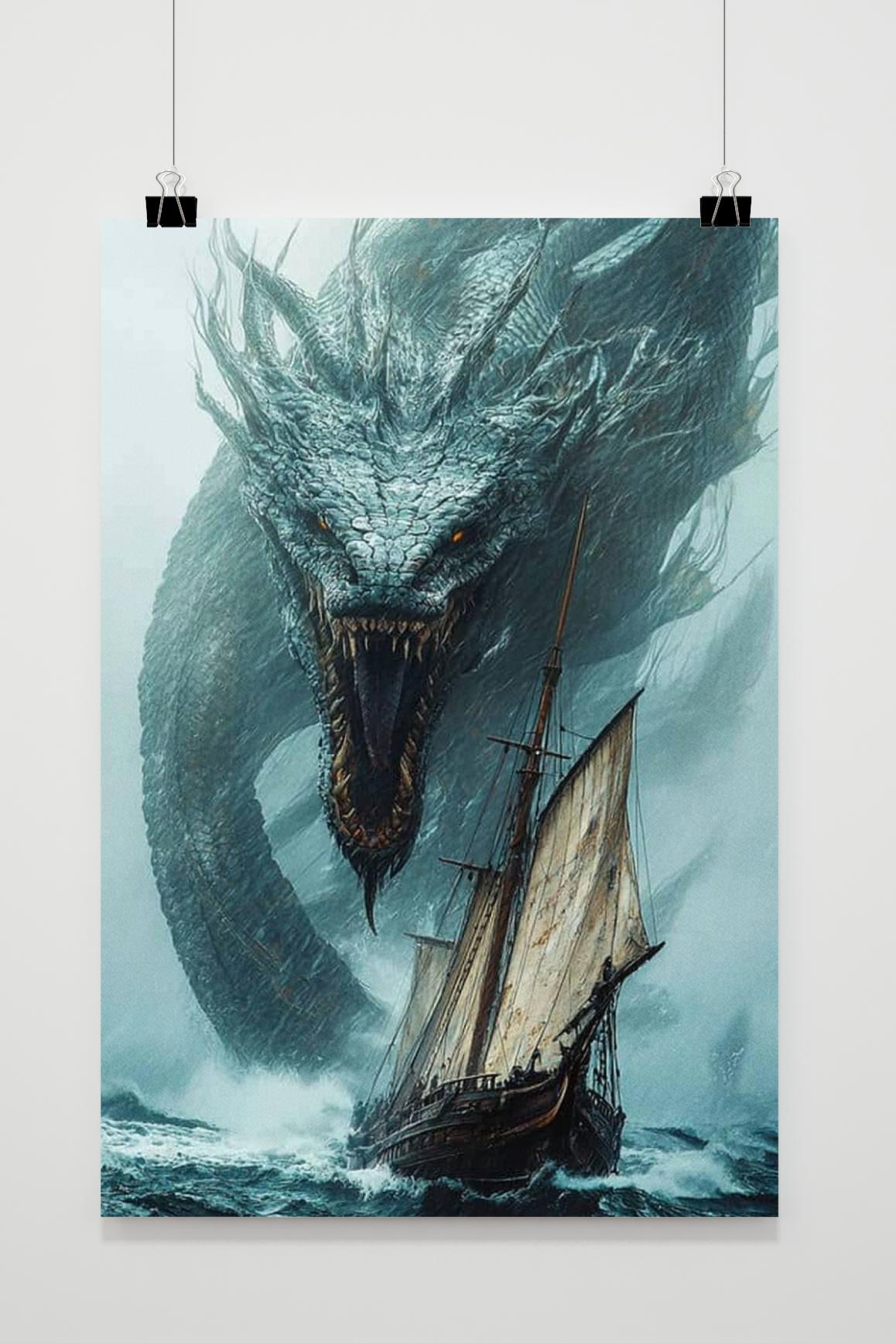 Affiche Serpent de Mer et Navire de 25 Artstreet