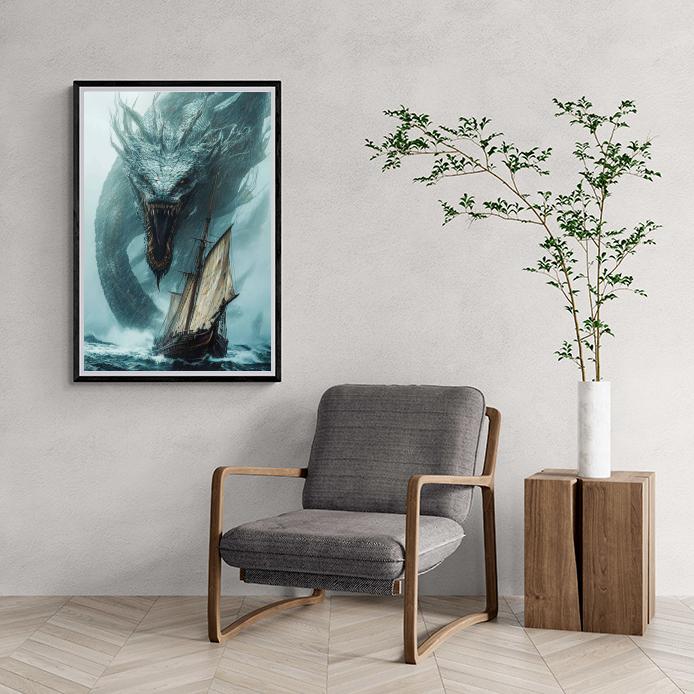 Serpent de Mer et Navire dans un intérieur