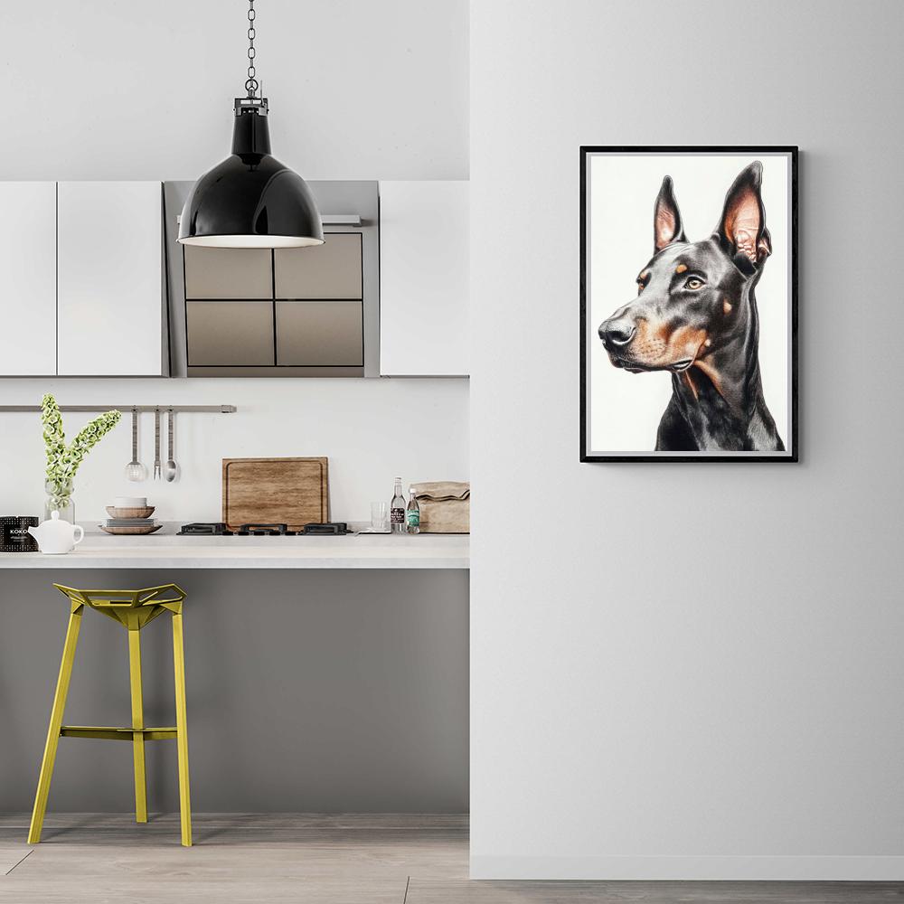 Dobermann dans un intérieur