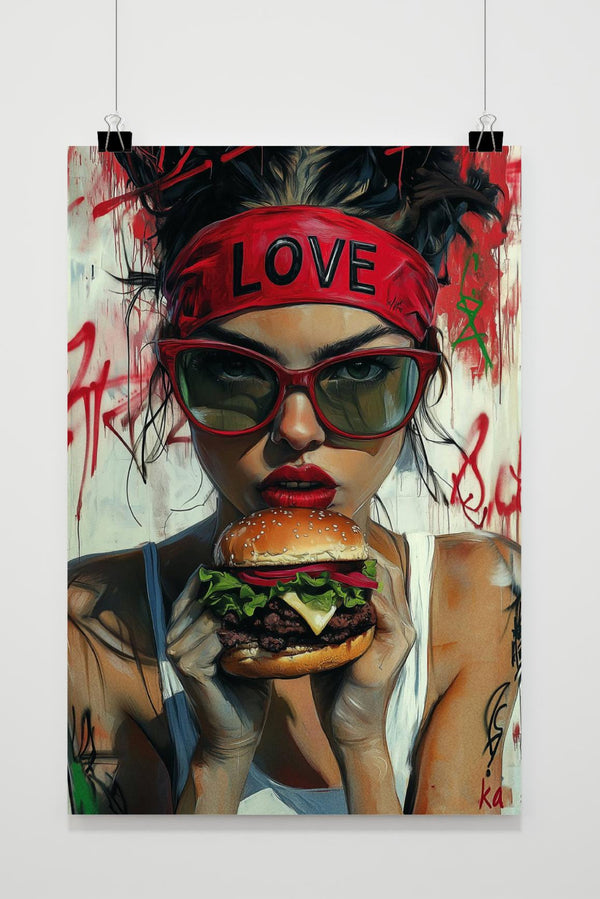 Affiche Fille au Burger