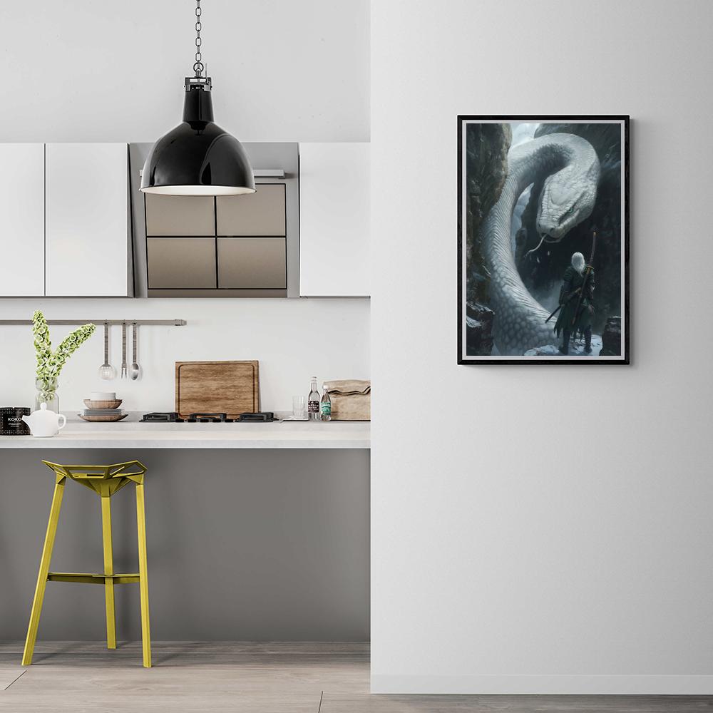 Soldat et Serpent Géant dans un intérieur