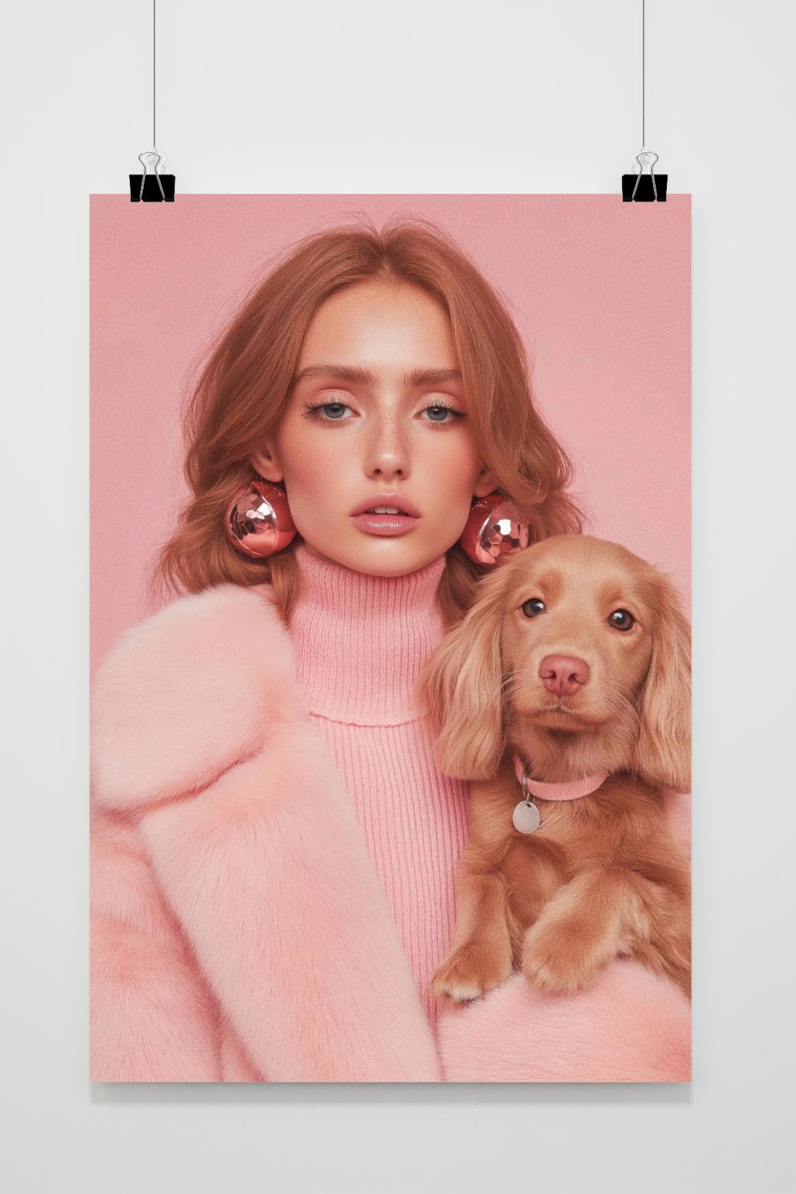 Affiche Femme et Chiot de 25 Artstreet
