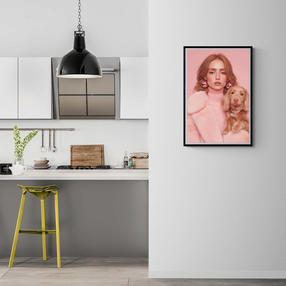 Femme et Chiot dans un intérieur