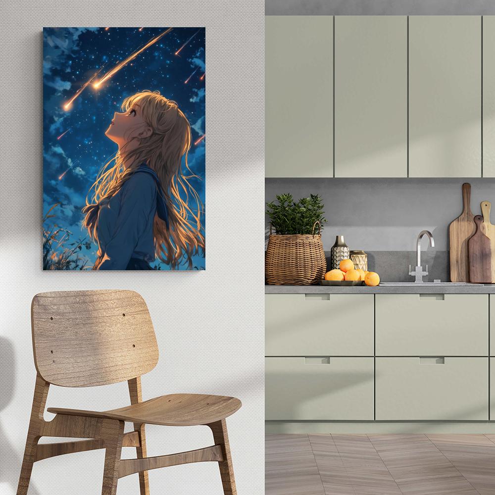 Fille sous les Étoiles Filantes dans un intérieur