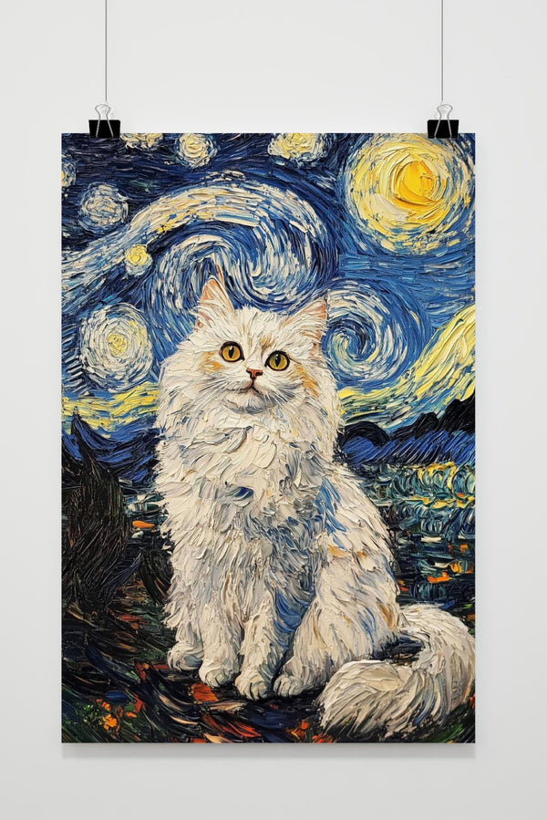 Sternennacht der Katze Poster