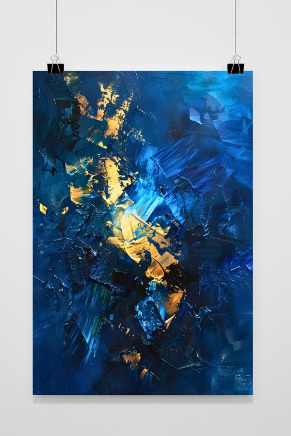 Blauw Goud Abstract poster