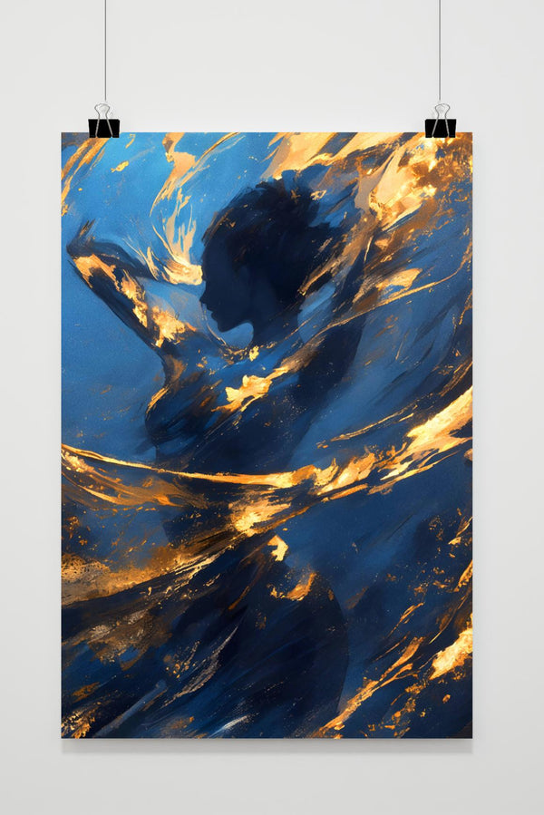 Póster Mujer Azul y Dorada