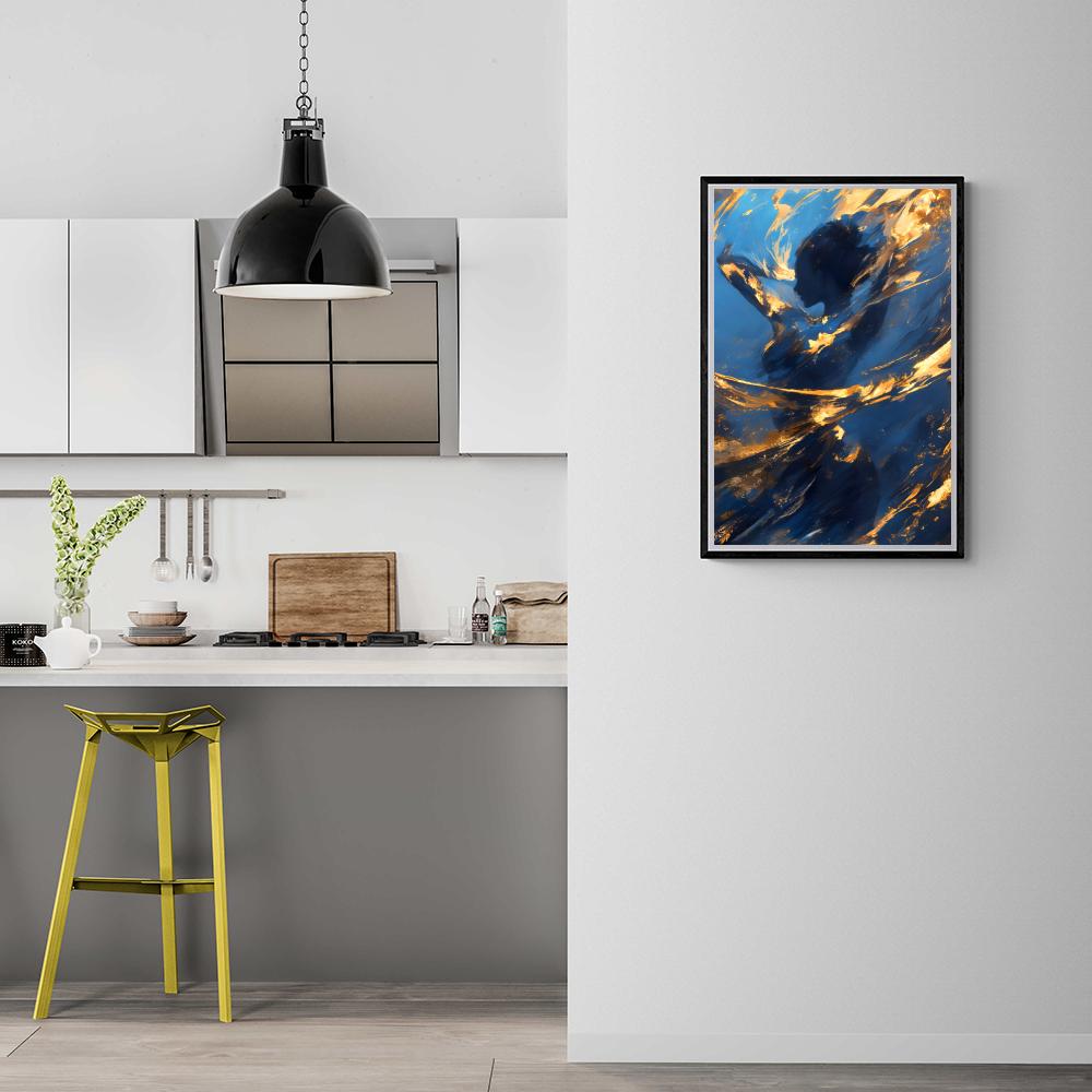 Femme Bleue Dorée dans un intérieur