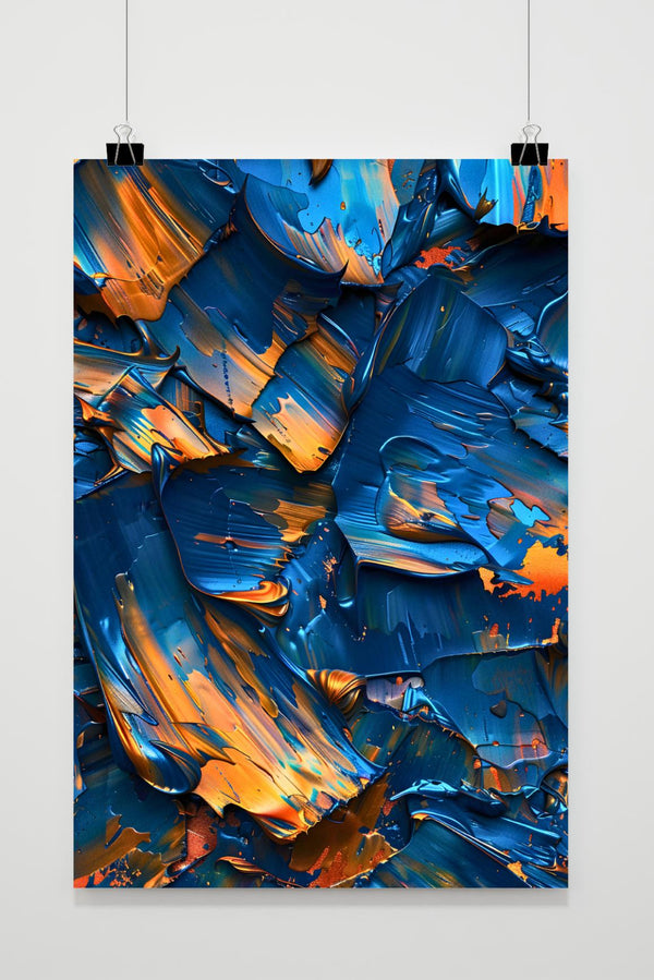 Blauw Oranje Kunst poster