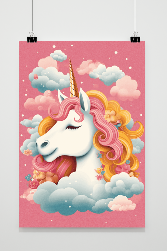 Affiche Eenhoorn Roze