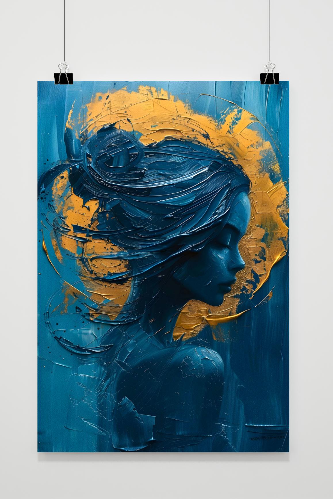 Affiche Femme Or et Bleu de 25 Artstreet