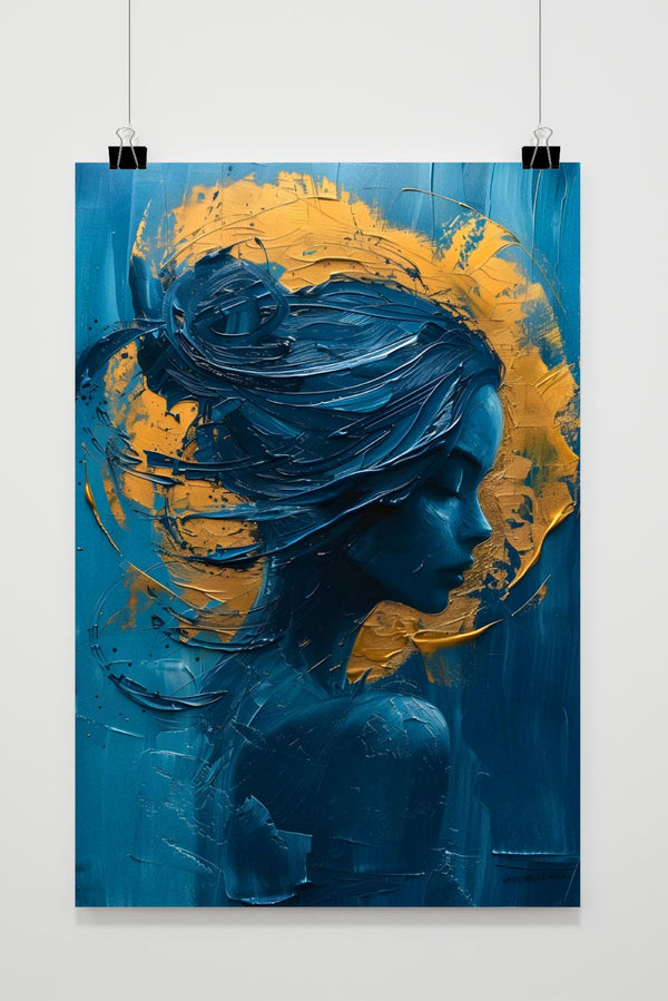 Gouden Blauwe Vrouw poster