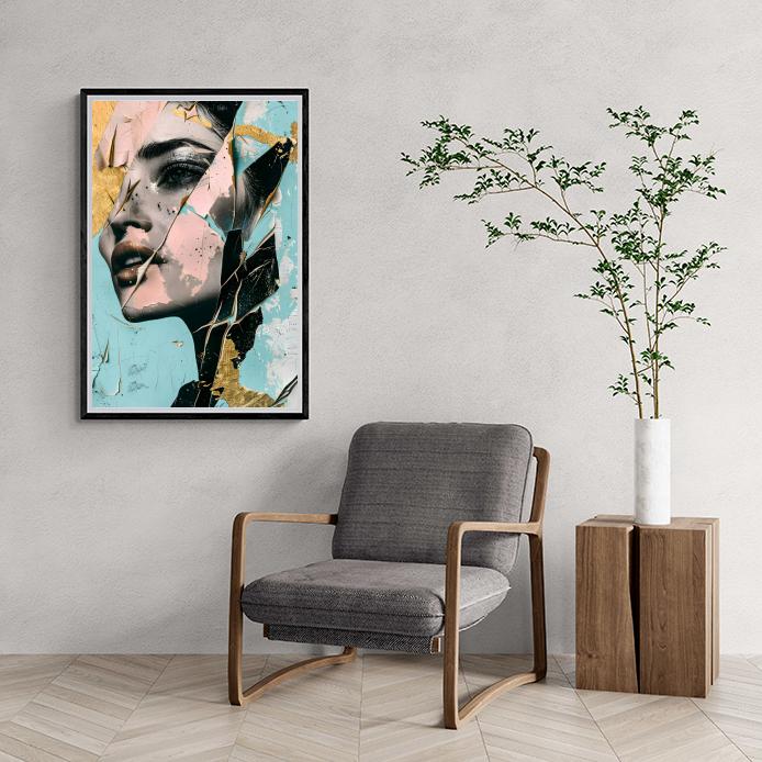 Collage Art Femme dans un intérieur