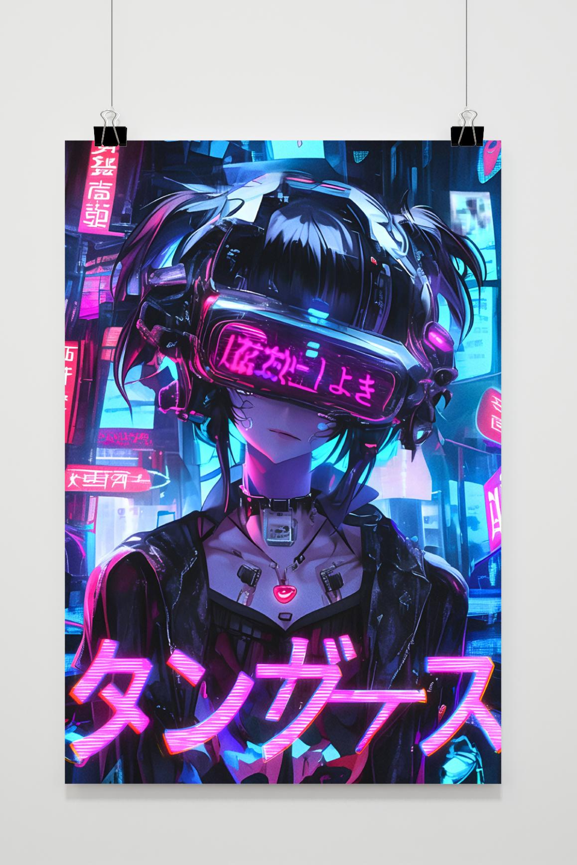 Affiche Cyberpunk VR Anime de 25 Artstreet