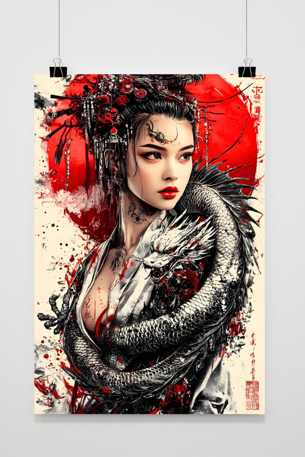 Affiche Fille Dragon de 25 Artstreet
