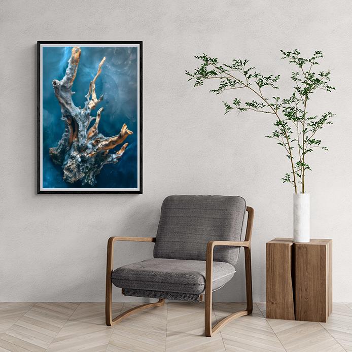 Bois Flotté Bleu dans un intérieur