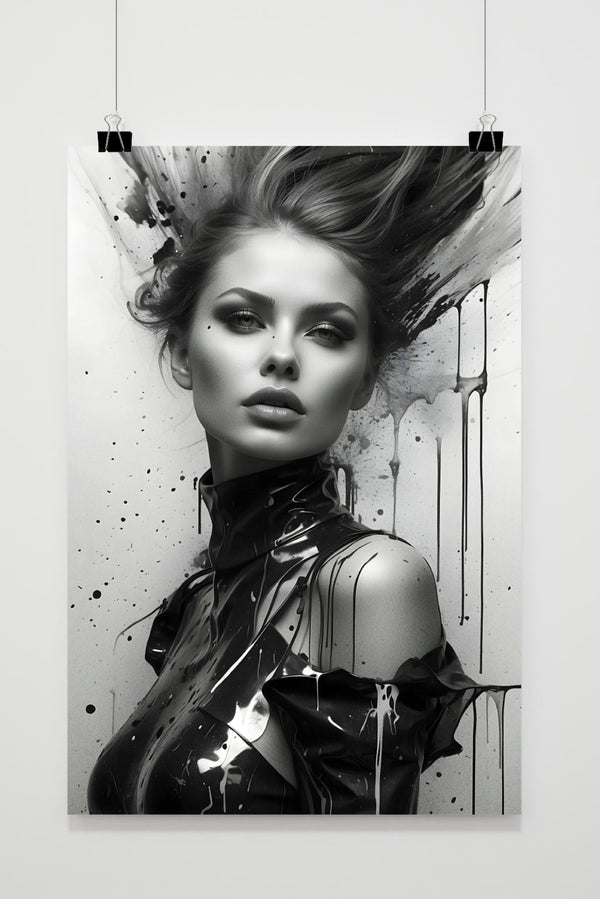 Vrouw Aquarel Druip poster