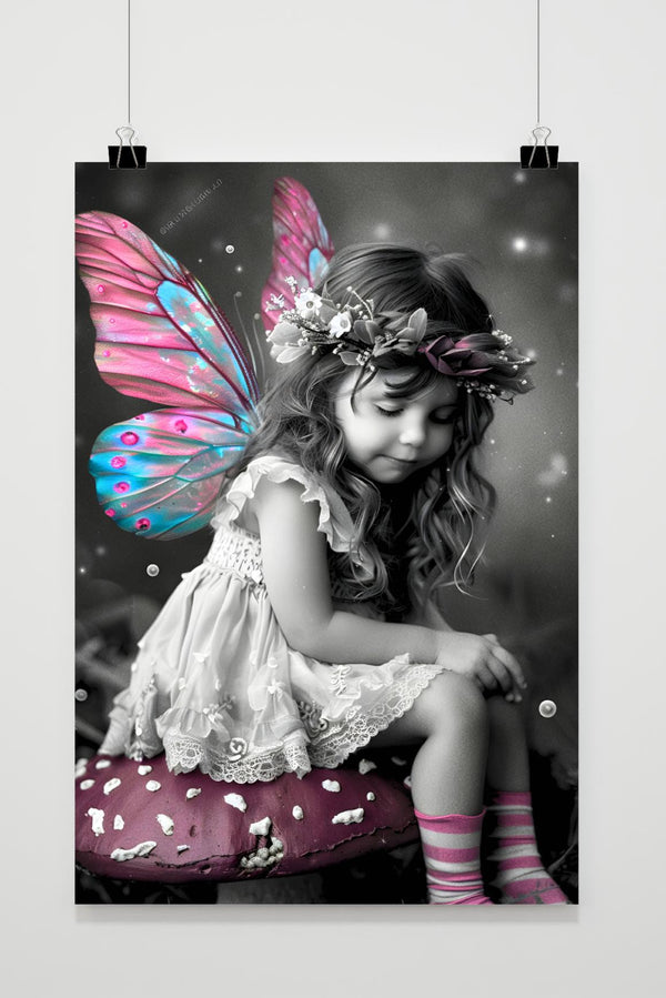 Póster Niña Hada Rosa