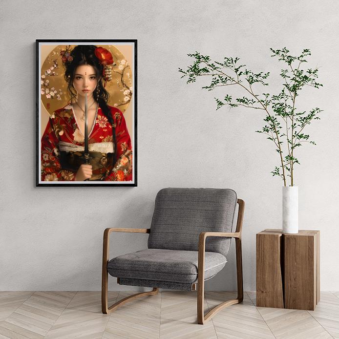 Geisha avec Arme dans un intérieur