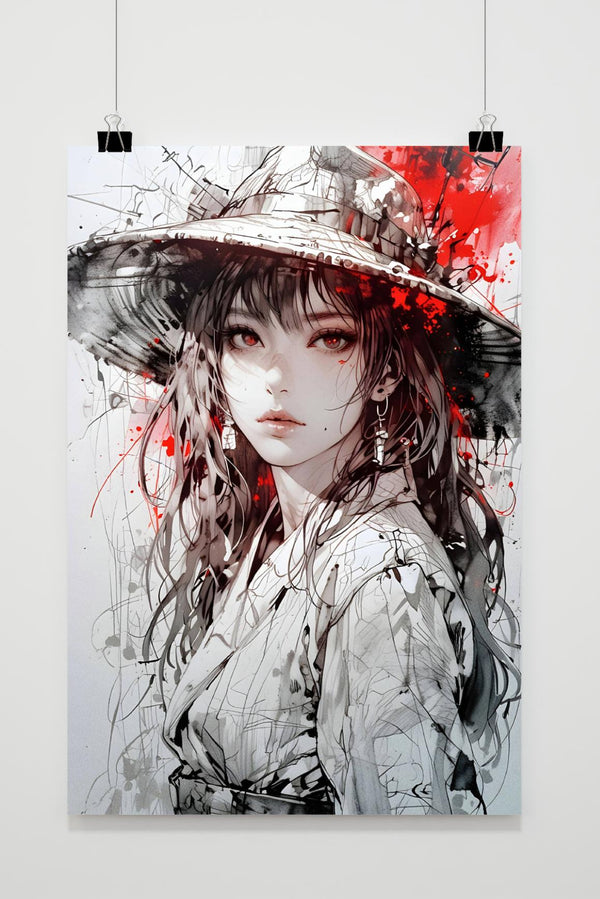 Dame mit Hut Poster