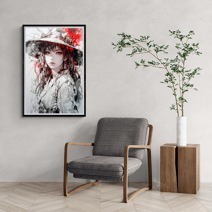 Dame au Chapeau dans un intérieur