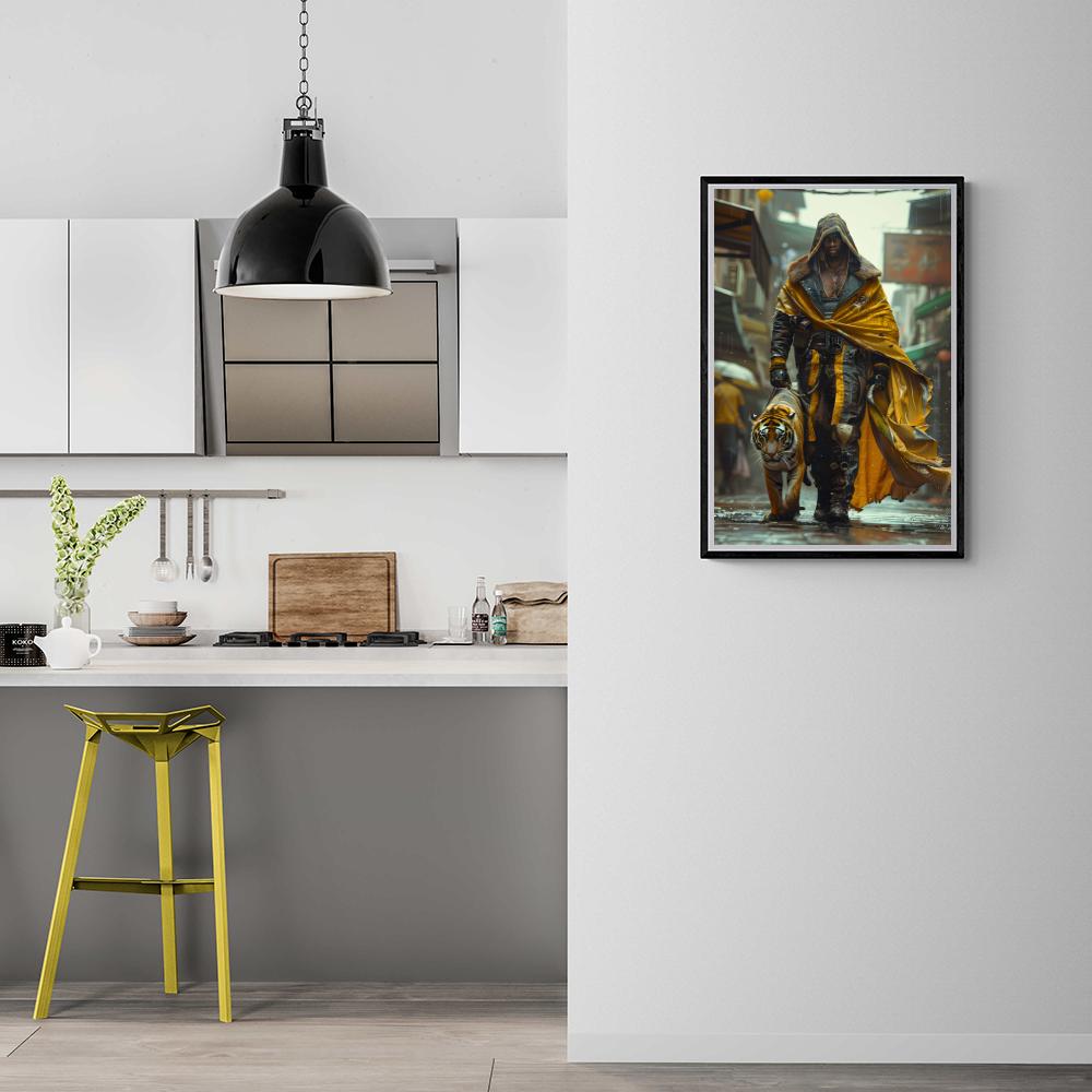 Homme au Tigre dans un intérieur