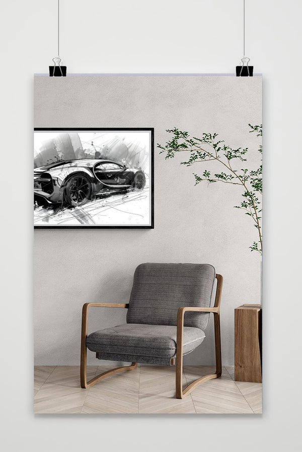 Póster Boceto de Bugatti