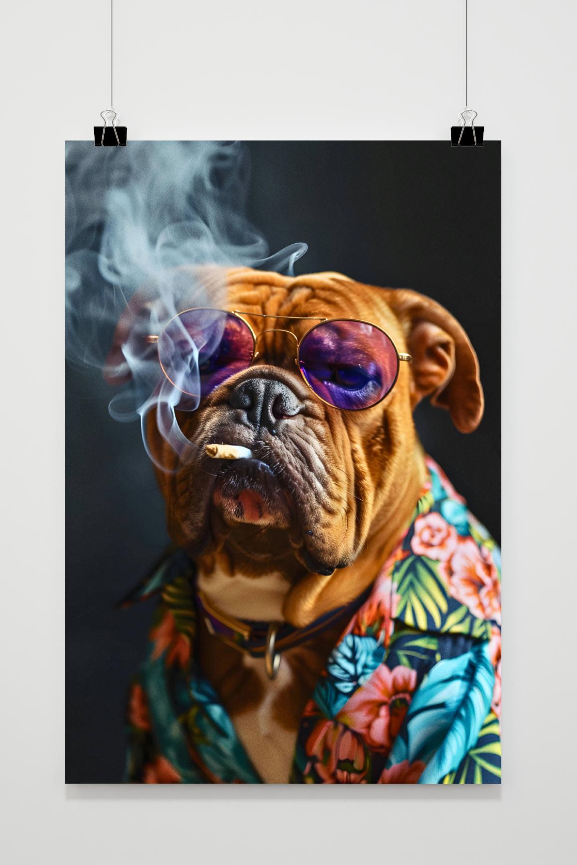 Affiche Bouledogue Fumeur de 25 Artstreet