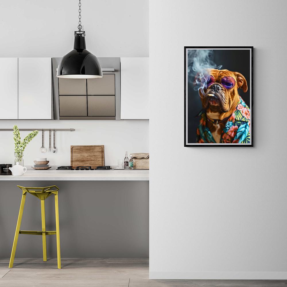 Bouledogue Fumeur dans un intérieur