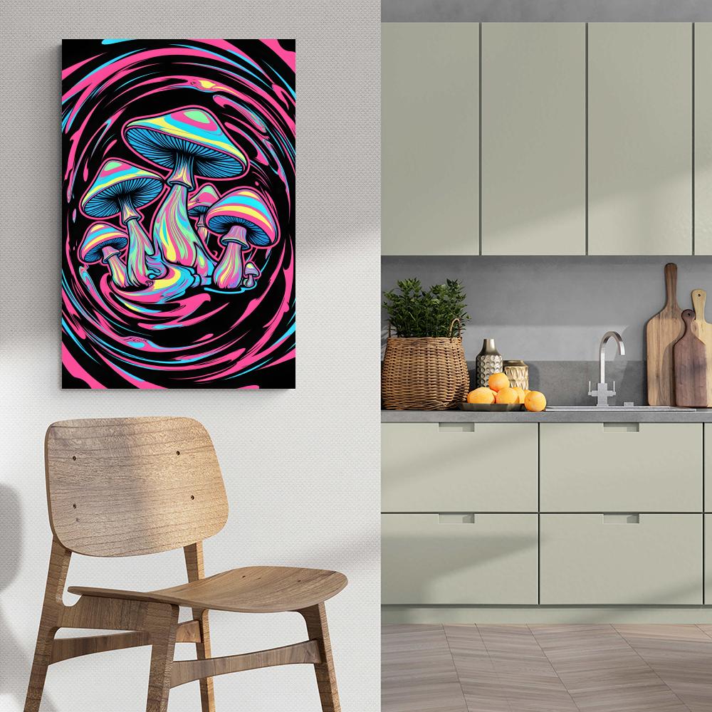 Champignon Psychédélique en Vrille dans un intérieur