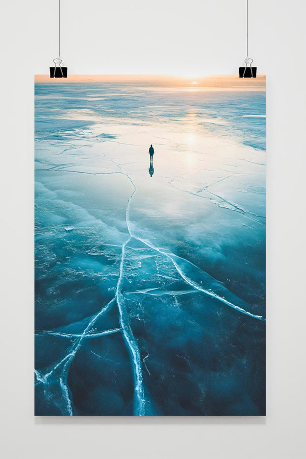 Póster Hombre entre Hielo Agrietado