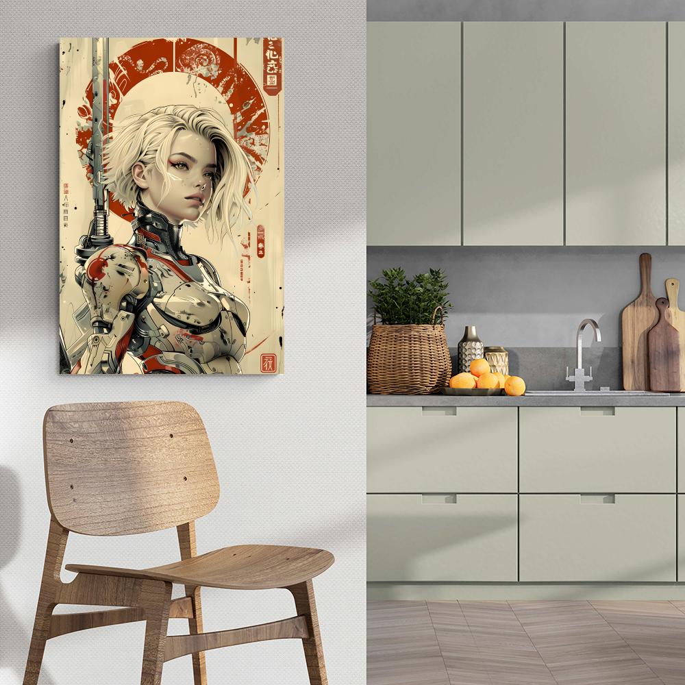 Mujer Cyborg en un interior