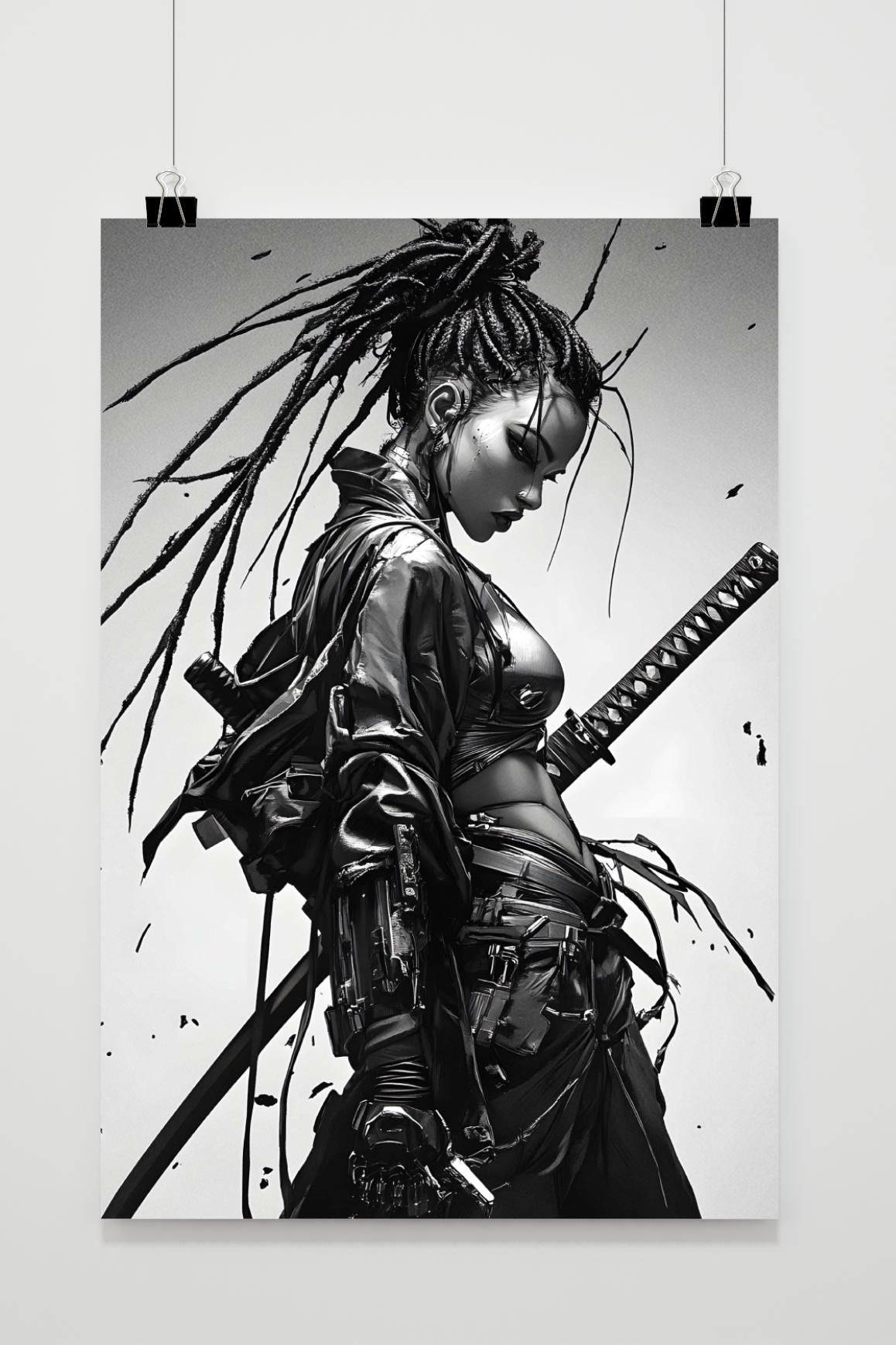Affiche Fille aux Dreadlocks Guerrière de 25 Artstreet