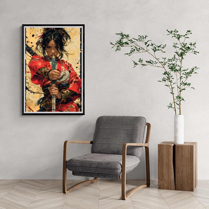 Samouraï Fille dans un intérieur