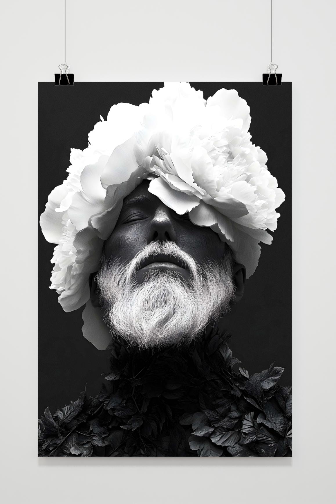Affiche Fleur Cheveux Barbe de 25 Artstreet