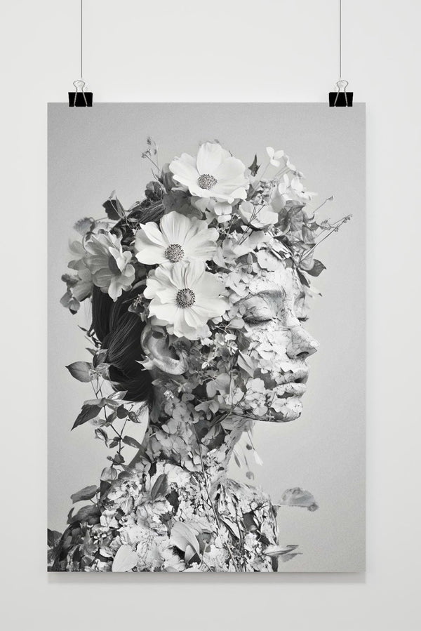 Póster Chica con Flores
