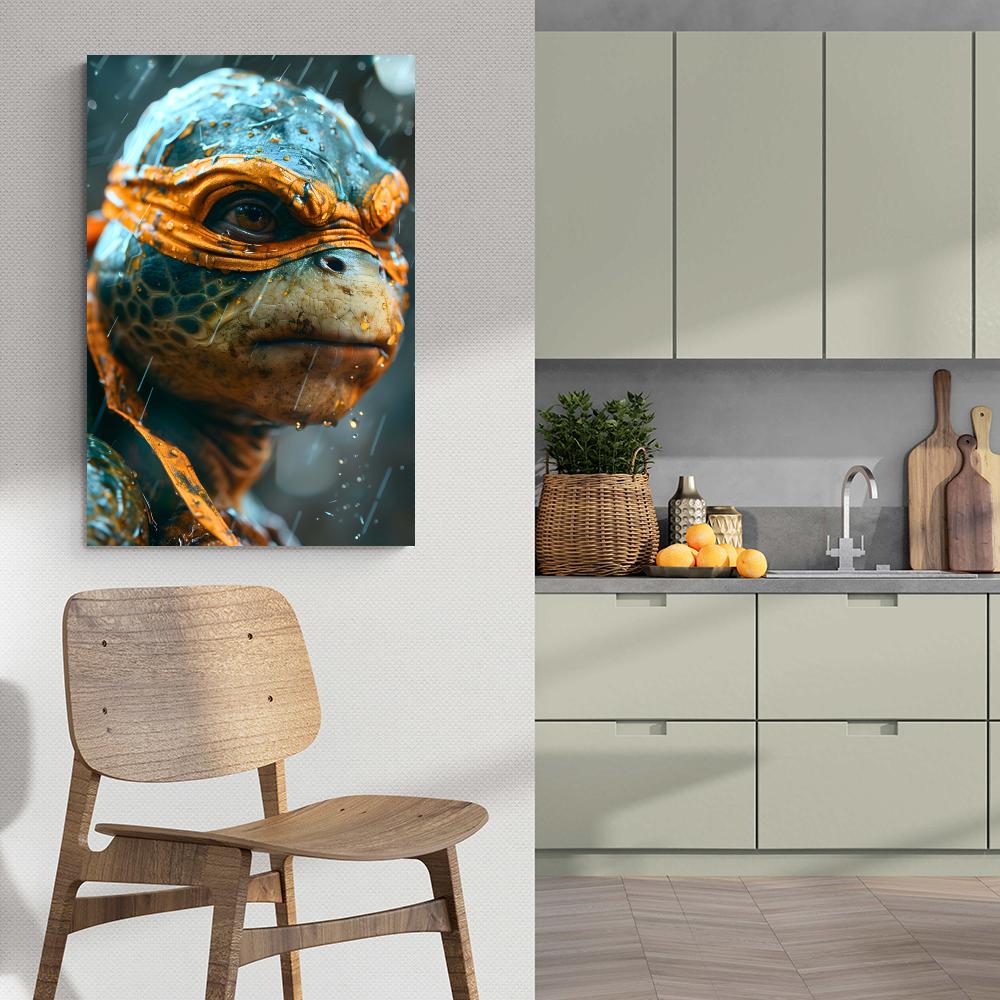 Michelangelo Ninja Turtle en un interior