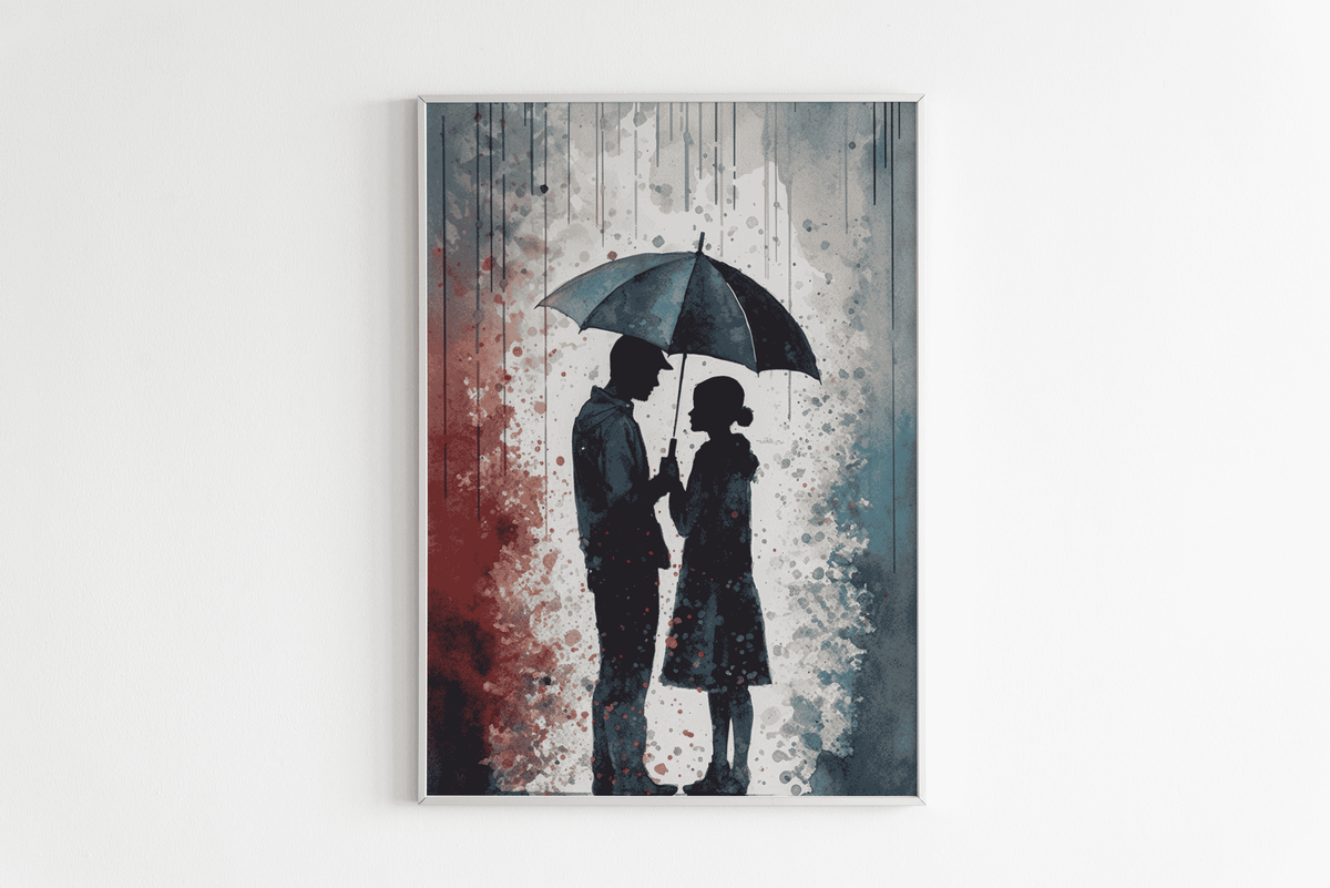 Póster de pareja en un interior