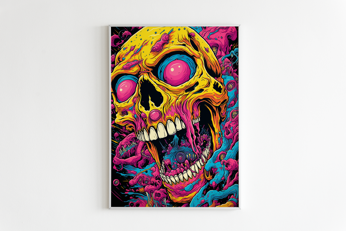 Calavera Rosa en un interior