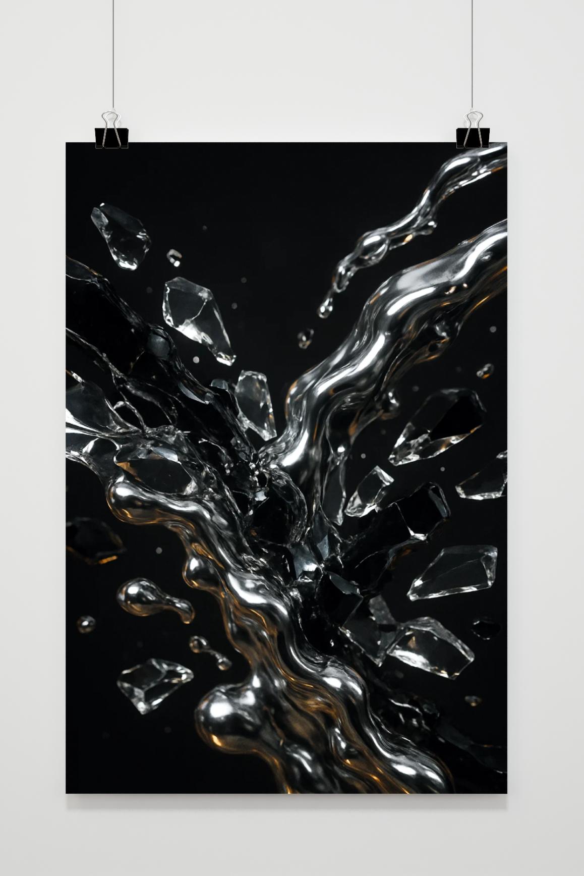 Póster Form Fluid Broken Glass Droplets de 25 Artstreet
