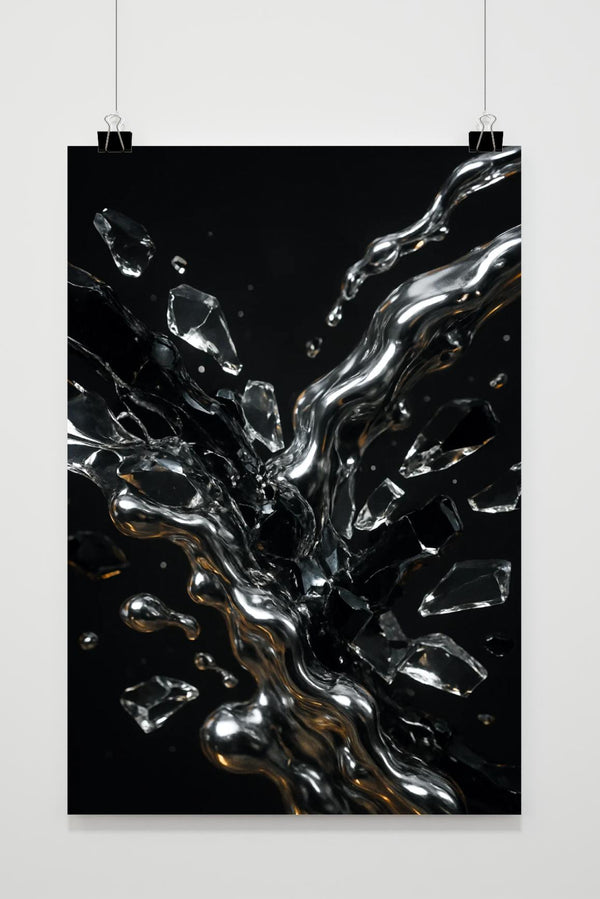 Form Fluid Broken Glass Droplets Poster