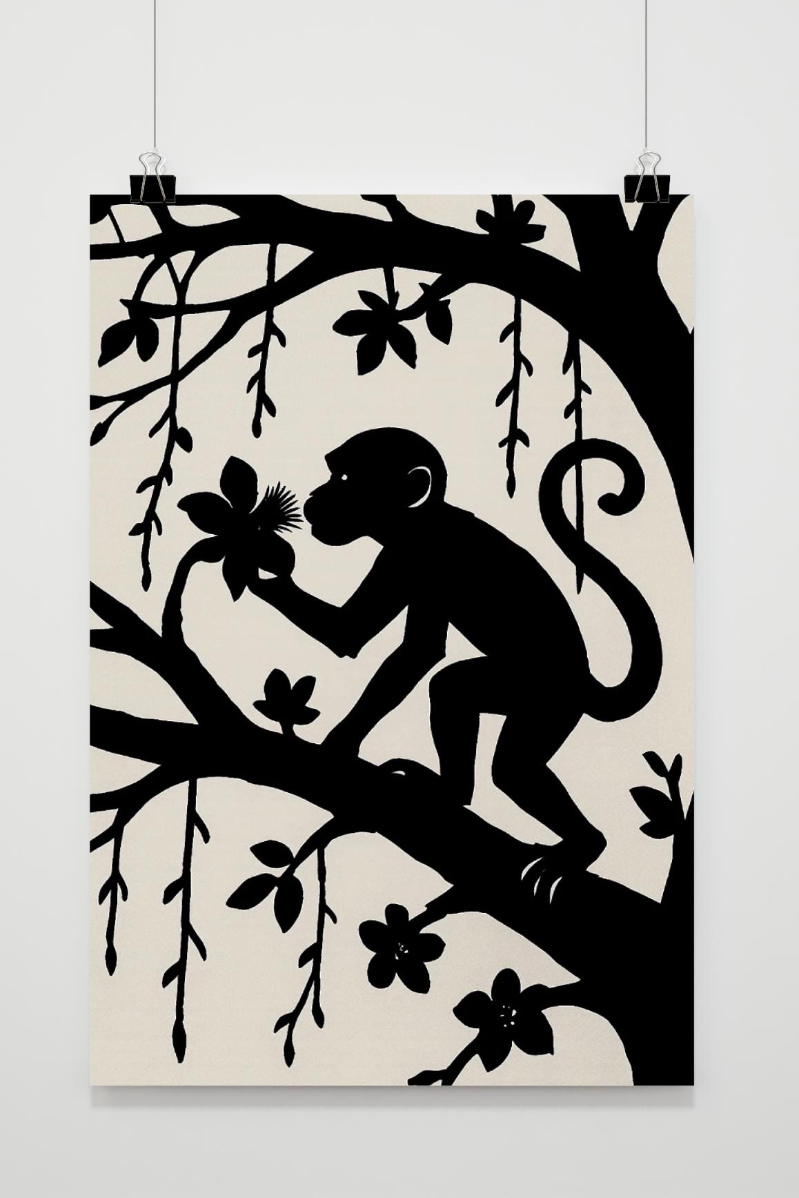 Monkey Silhouette im Interieur