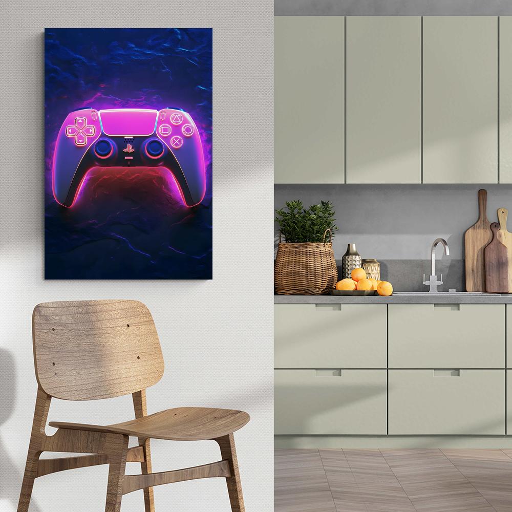 Game Controller Neon en un interior