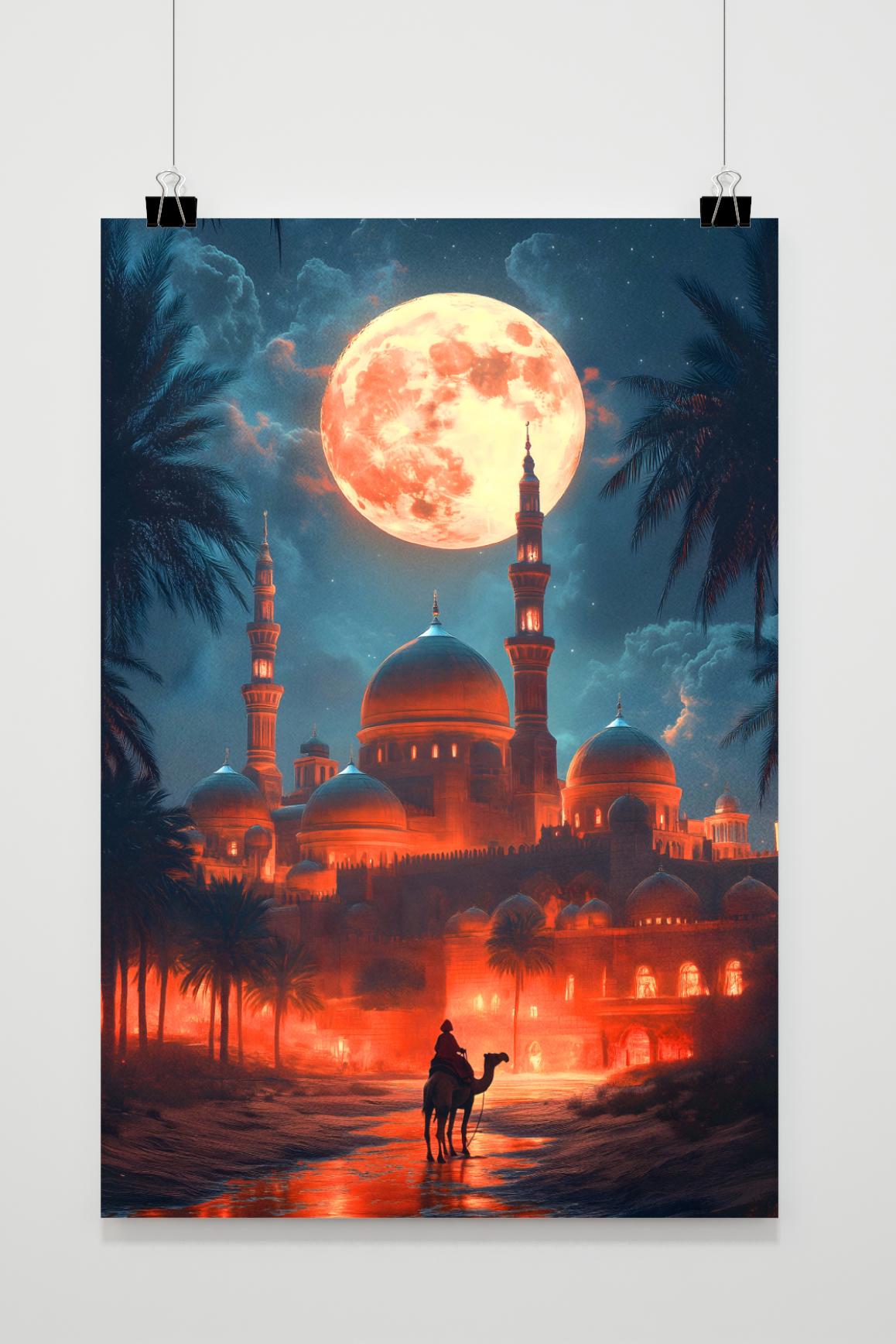 Affiche Mosquée Chameau de 25 Artstreet