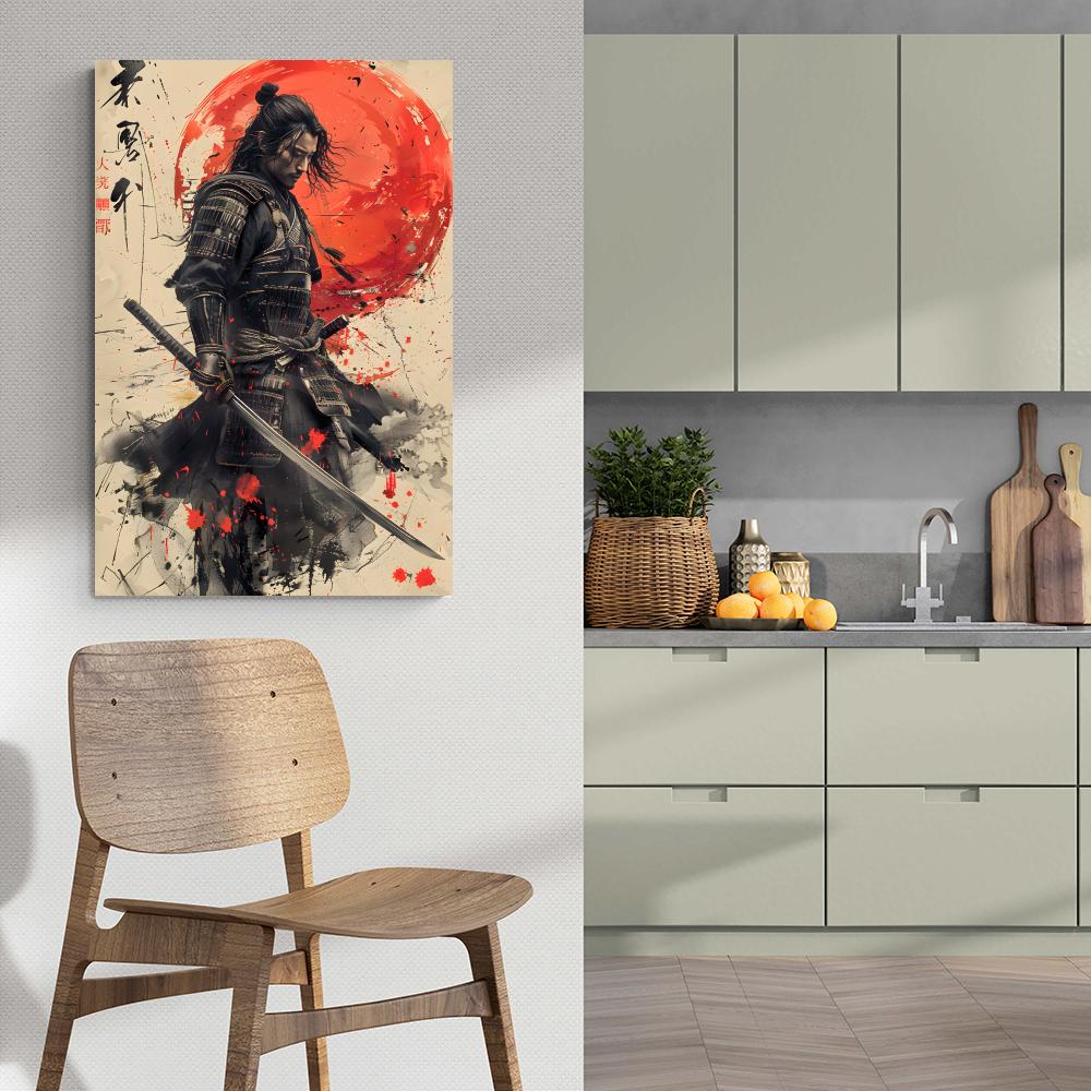 Samouraï Aquarelle dans un intérieur