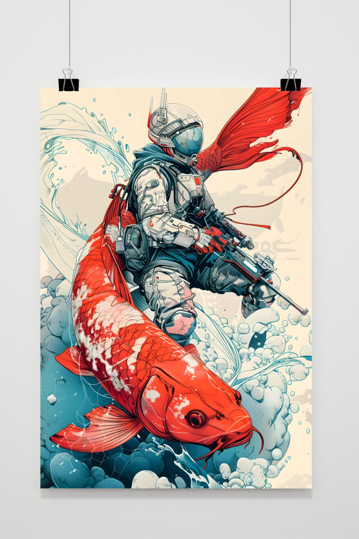 Affiche Koi et Soldat de 25 Artstreet