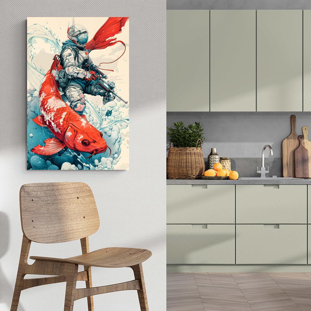 Koi et Soldat dans un intérieur