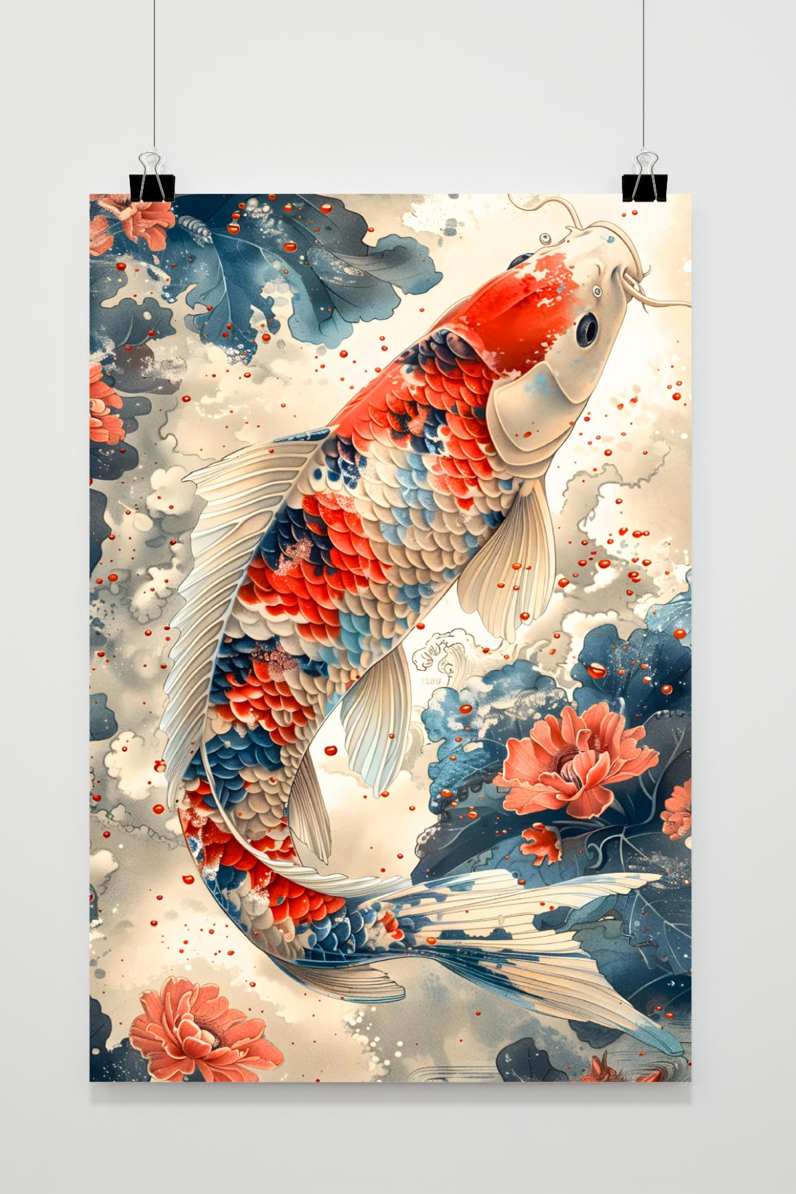Affiche Koi et Fleurs de 25 Artstreet