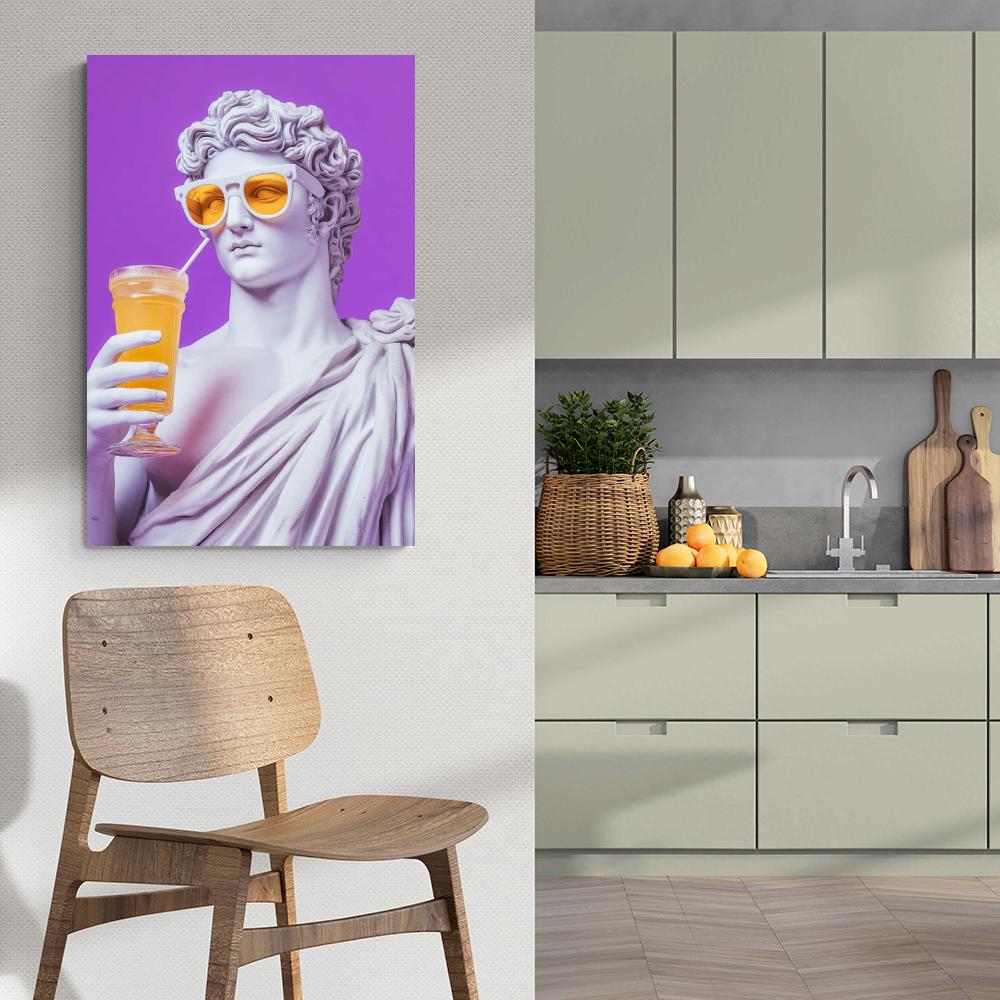 Dieu grec jus de fruit dans un intérieur
