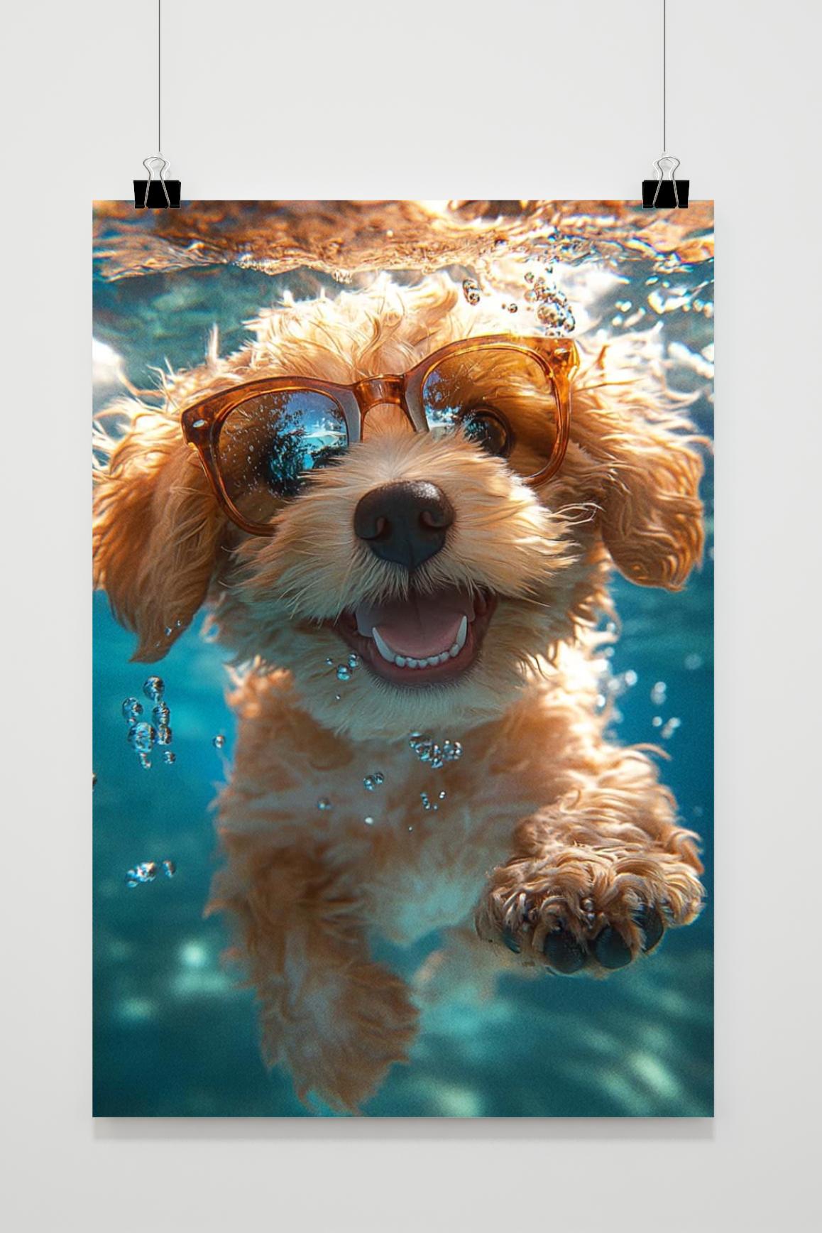 Affiche Chiot qui Nage de 25 Artstreet